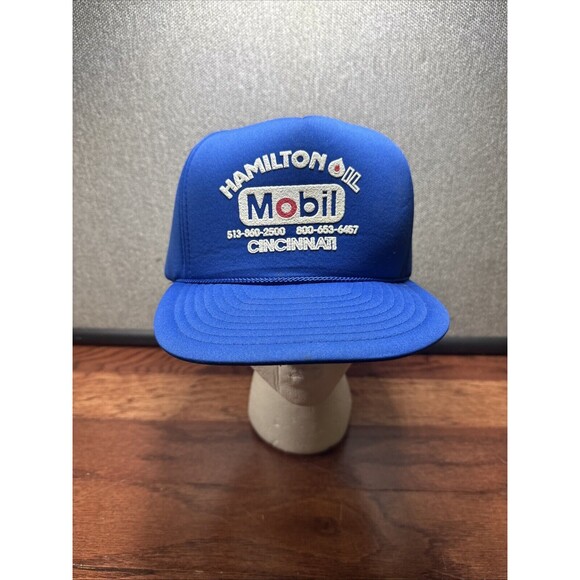 Vintage Mobile Oil Blue SnapBack Hat “ Hamilton Oil” - Picture 1 of 5